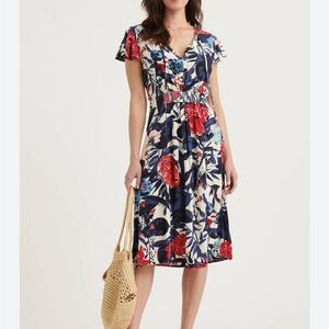 Lucky Brand Olivia floral midi peasant dress office maximalist western boho